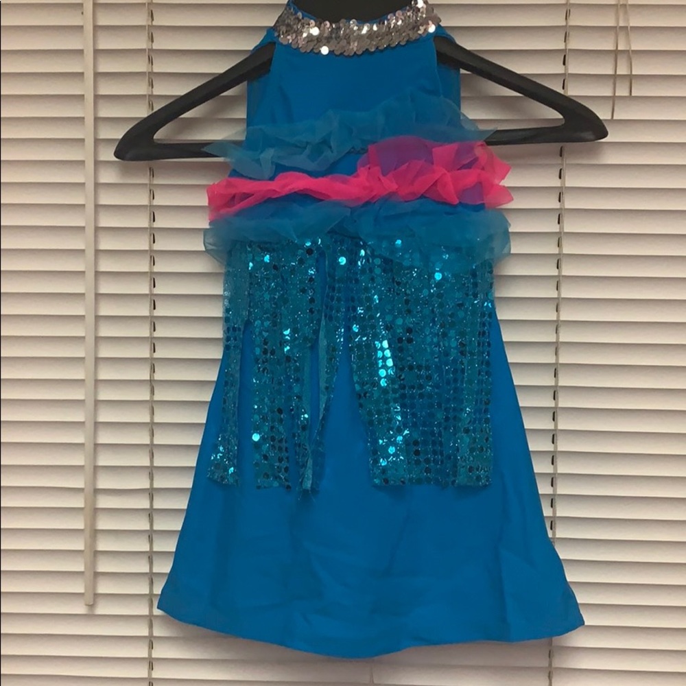 Blue / Turquoise Dance costume & Mesh Hairscarf